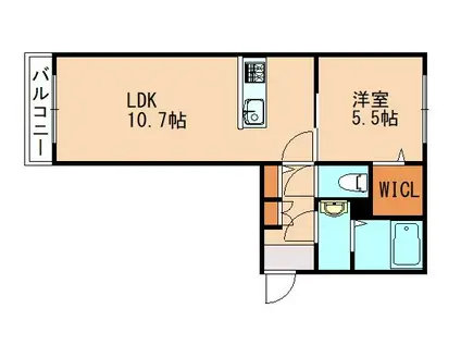 サングレコ61 (1LDK/1階)の間取り写真