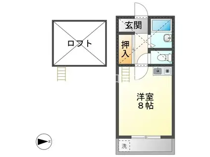 名鉄三河線 三河高浜駅 徒歩16分 2階建 築31年(1K/2階)の間取り写真