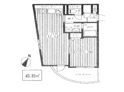 TK花梨ビル(1LDK/8階)の間取り写真