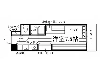 リバティコート(1K/2階)の間取り写真