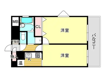 ピュアドーム天神アクロス(2K/9階)の間取り写真