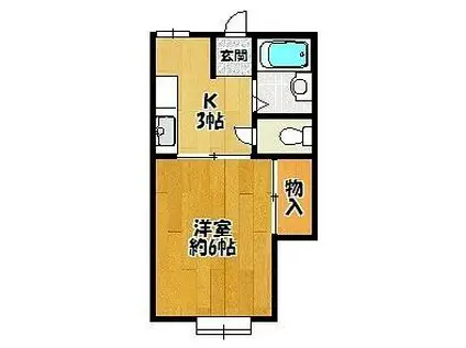 ルシエール南が丘(1K/2階)の間取り写真