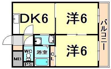 ド・ウェル瑞穂(2DK/2階)の間取り写真