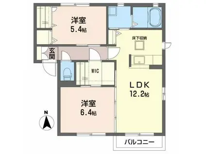 Kフラッツ(2LDK/1階)の間取り写真