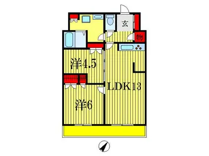 パークアクシス西船橋本郷町(2LDK/10階)の間取り写真