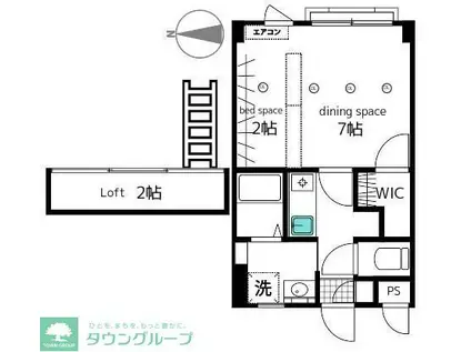 ハーツロケーション(1K/2階)の間取り写真