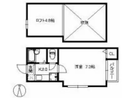 ポラリス室見(1K/1階)の間取り写真