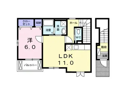 ソルパティオ I(1LDK/2階)の間取り写真