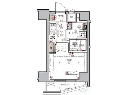 ハーモニーレジデンス大森ウエスト(1K/7階)の間取り写真