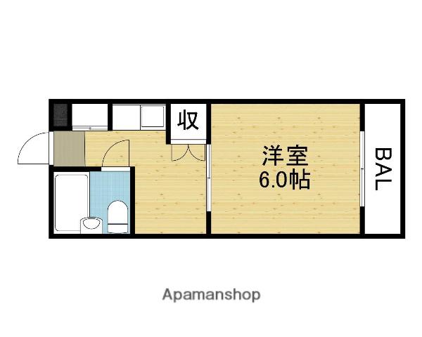 サンビル勝山北(1DK/2階)の間取り写真