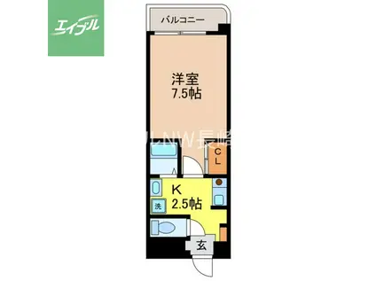 ルネスグランディールII(ワンルーム/3階)の間取り写真