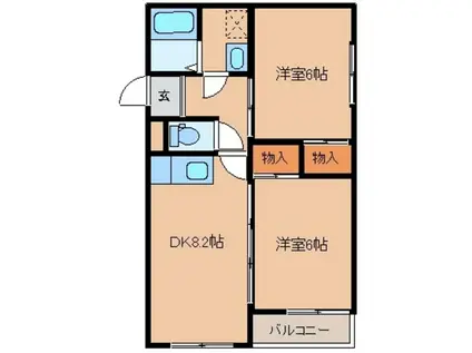 フジハイツ(2LDK/1階)の間取り写真