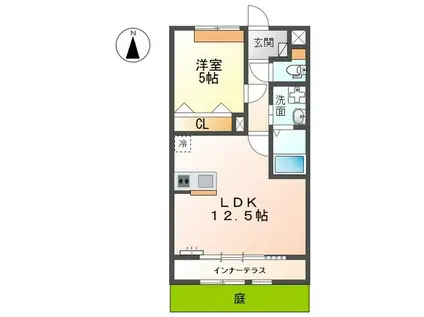 シィーチュアンジェ(1LDK/1階)の間取り写真
