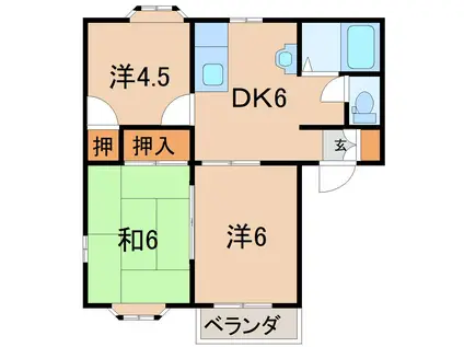 サニーガーデンB(3DK/1階)の間取り写真