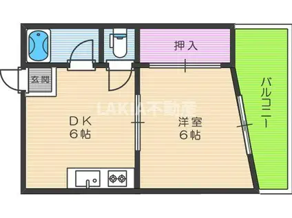 アッシュコート阿倍野(1DK/3階)の間取り写真