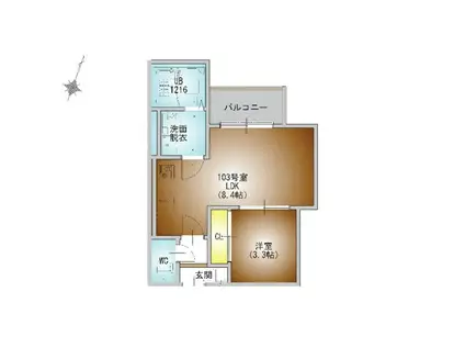 REGALEST守山III(1LDK/1階)の間取り写真