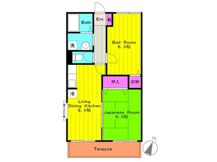 ザ・ガーデン(2LDK/1階)の間取り写真