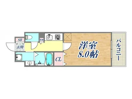 アミーグランコート三宮(1K/7階)の間取り写真