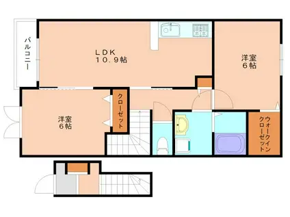 フォレストサイドA(2LDK/2階)の間取り写真