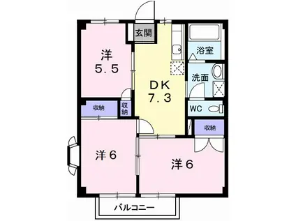 パールハイツ西(3DK/1階)の間取り写真