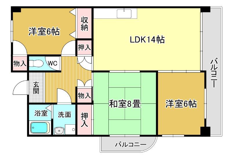 ソレーユミノオ(3LDK/7階)の間取り写真