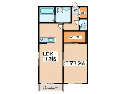 はなこーぽ清新(1LDK/1階)の間取り写真