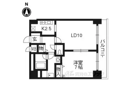 KDXレジデンス西大路(1LDK/11階)の間取り写真