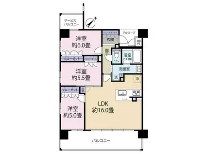 ワコーレ明石ブライトショア(3LDK/8階)の間取り写真