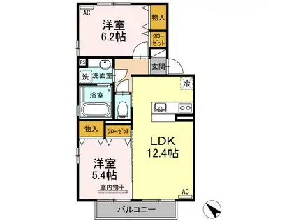 セジュール アイII(2LDK/2階)の間取り写真