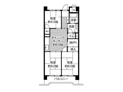 ビレッジハウス港島タワー(3DK/7階)の間取り写真