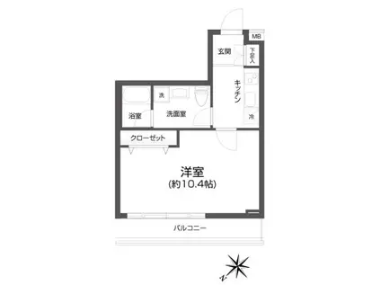 PASEO中目黒 パセオ中目黒(1K/2階)の間取り写真