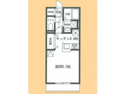 エルシオン(ワンルーム/1階)の間取り写真