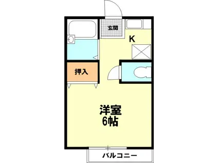 ハイツロック(ワンルーム/1階)の間取り写真
