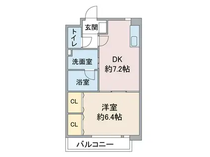 プレステージ金城(1DK/3階)の間取り写真