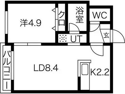 シャリテ八軒(1LDK/3階)の間取り写真