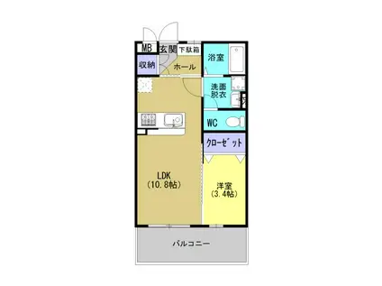 グランツヴァイス(1LDK/2階)の間取り写真