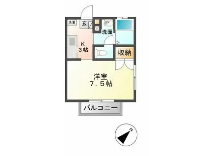 カーサ・ジラソーレ(1K/1階)の間取り写真