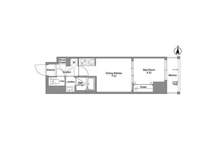 DAFFITTO錦糸町(1DK/10階)の間取り写真