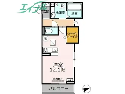 グランドネーフルときわ(ワンルーム/1階)の間取り写真