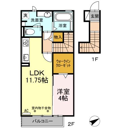 スカイハイツTM(1LDK/2階)の間取り写真