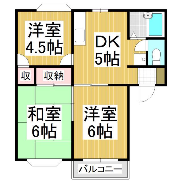 ベルディータカミヤC(3DK/2階)の間取り写真