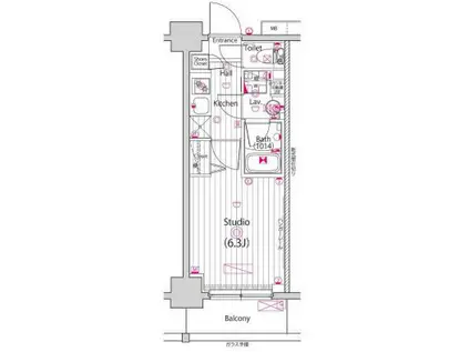 グランドガーラ横浜(1K/9階)の間取り写真