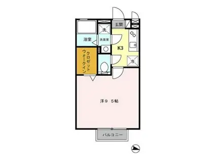 若葉ハイム(1K/2階)の間取り写真
