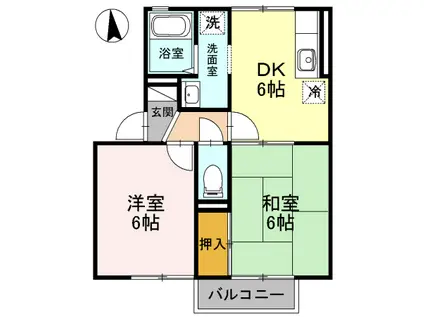 ロビュスト・三栄(2DK/1階)の間取り写真