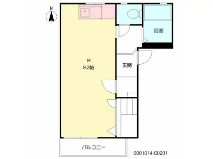 カーサ中の館C(ワンルーム/2階)の間取り写真