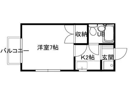 ラ・フォンテーヌ(1K/2階)の間取り写真