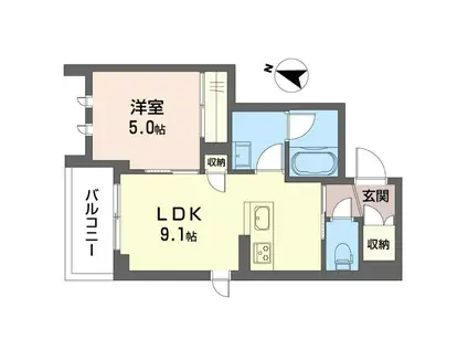 アリスティオ蘇我II(1LDK/4階)の間取り写真
