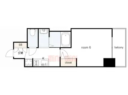 マリンパレス月寒壱番館(1DK/2階)の間取り写真