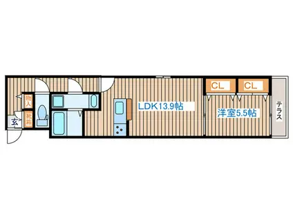 D-ROOMS三百人町(1LDK/2階)の間取り写真