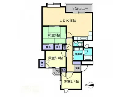 グランドール桜町(3LDK/2階)の間取り写真